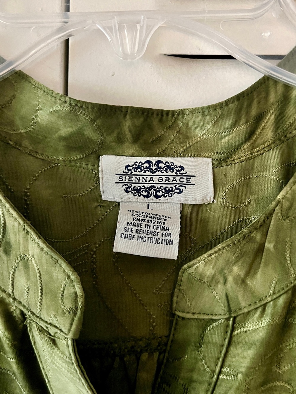 Sienna Grace Soft Pleated Olive Green Women's Top with Stud Detail - Picture 3 of 7